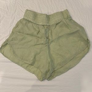 ZARA green high elastic waist flowy shorts - medium